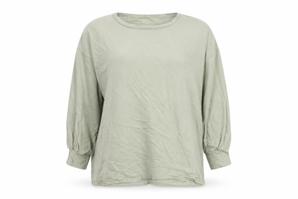 Front view of PRETTYLITTLETHING women’s green pullover sweatshirt, size UK 6