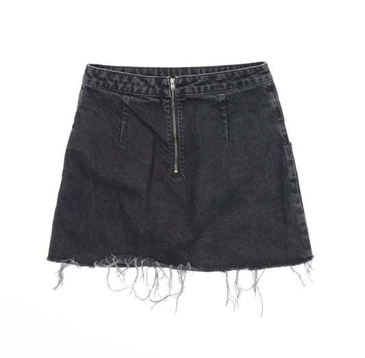 Topshop Womens Black  Denim A-Line Skirt Size S
