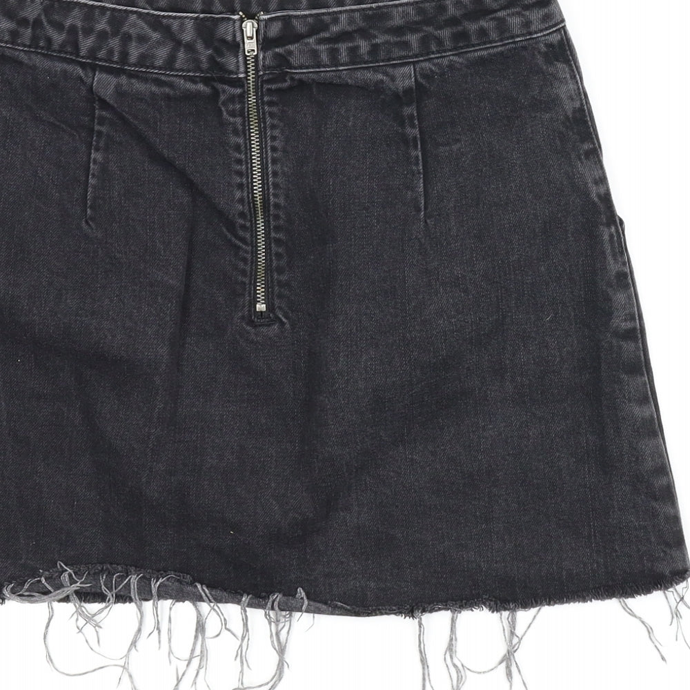 Topshop Womens Black  Denim A-Line Skirt Size S