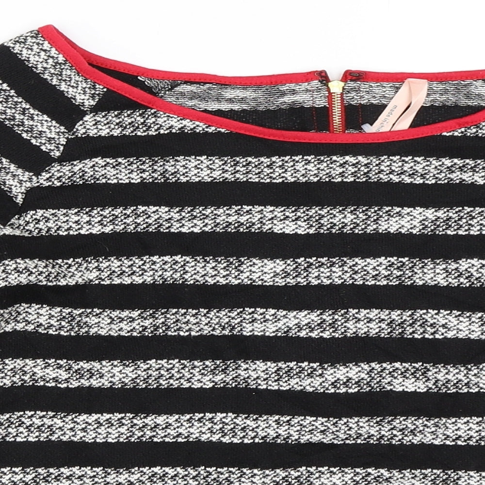 Ally Womens Black Striped  Pullover Jumper Size M