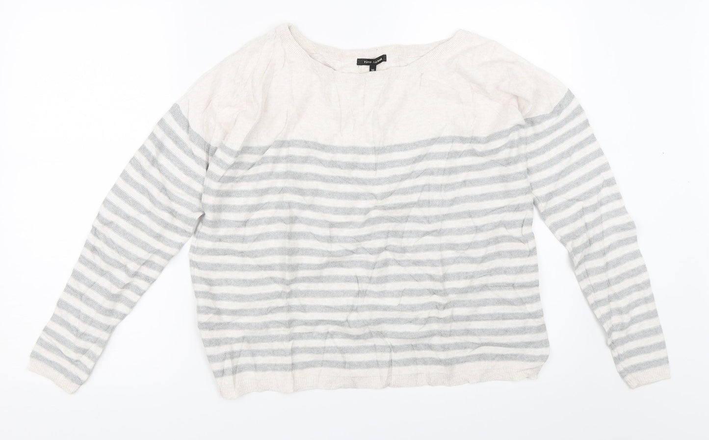 River Island Womens Grey Striped  Pullover Jumper Size 10