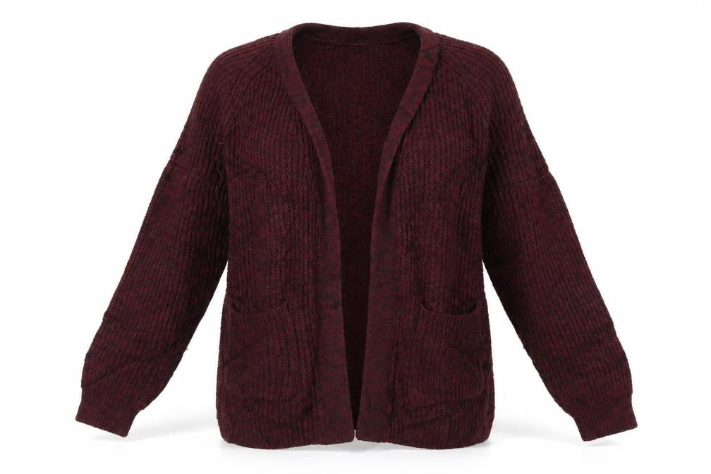 Front view of Papaya women’s purple cardigan jumper, size S