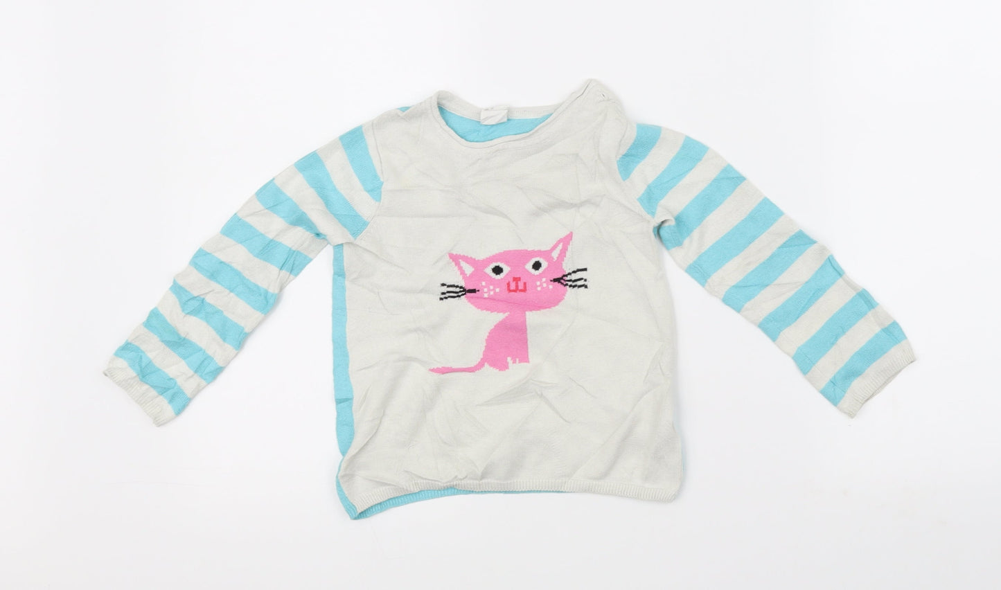 H&M Girls White Spotted  Pullover Jumper Size 2 Years
