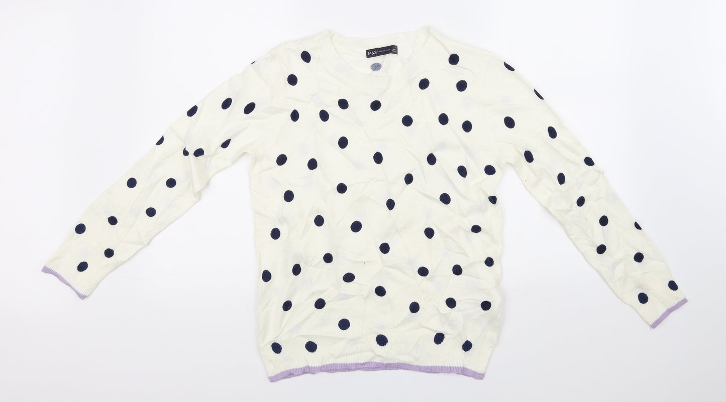 M&S Collection Womens Yellow   Pullover Jumper Size 8  - spotted