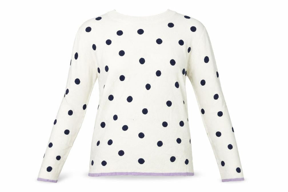 Front view of Marks & Spencer Collection women’s yellow jumper, size UK 8, - spotted