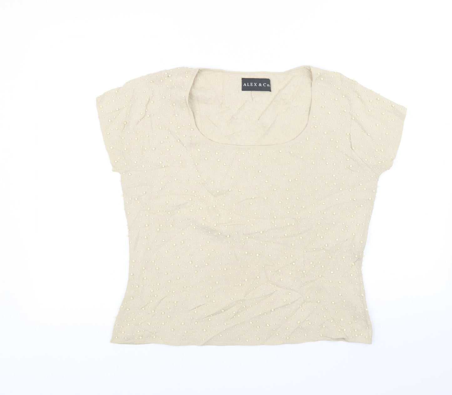 Alex & co Womens Beige   Basic T-Shirt Size 16