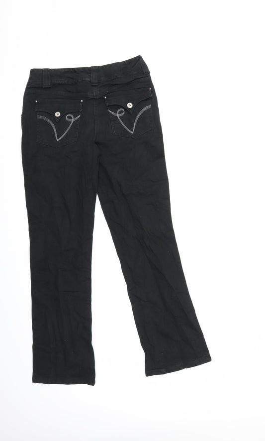 X-Mail Womens Black  Denim Flared Jeans Size 10 L29 in