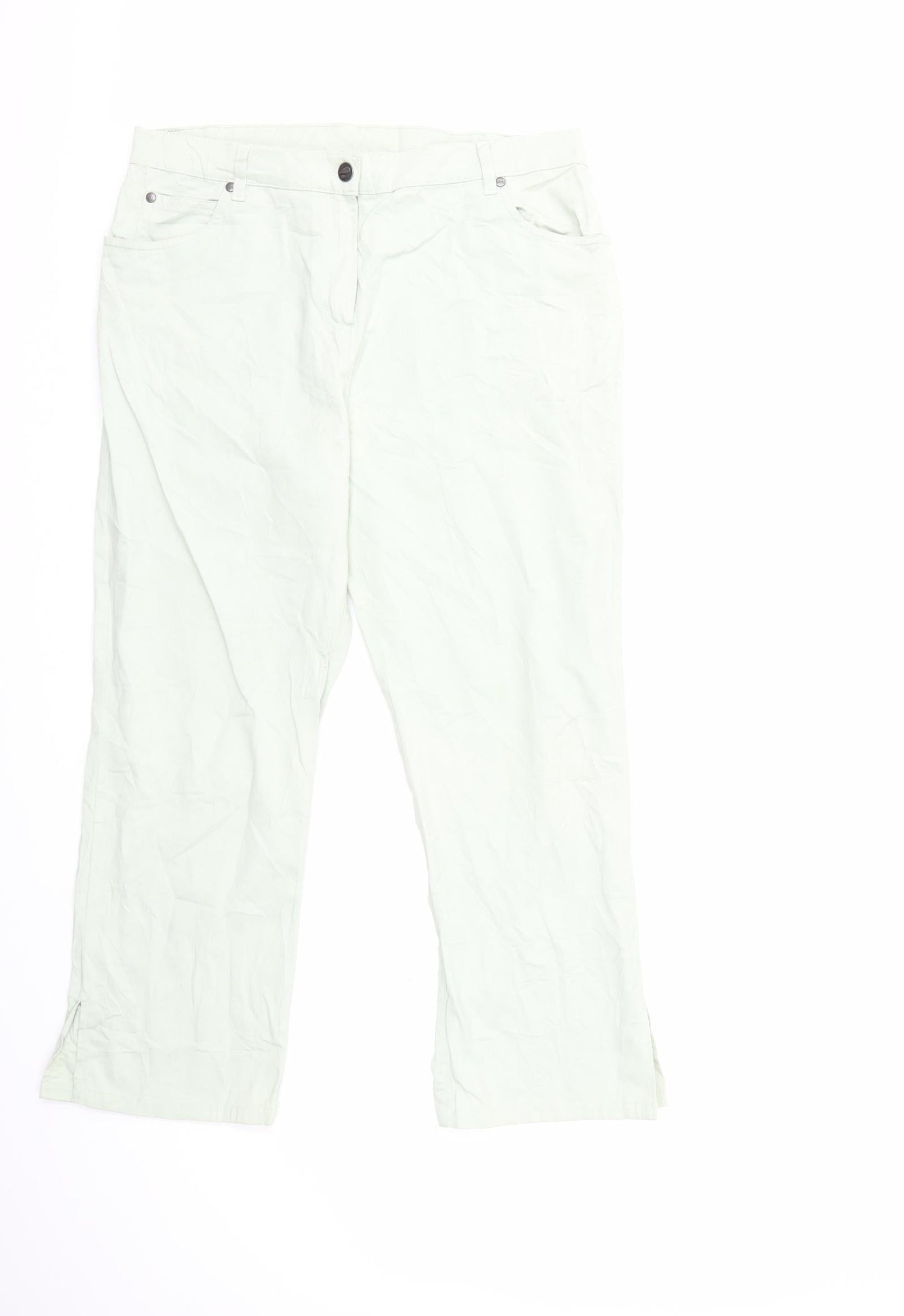 Camaïeu Womens Green   Cropped Trousers Size 16 L26 in