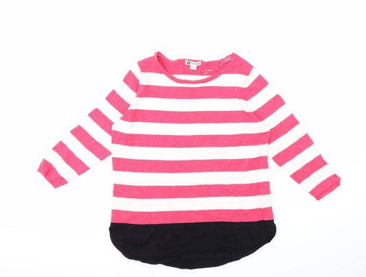 Rockmans Womens Pink Striped Knit Pullover Jumper Size M
