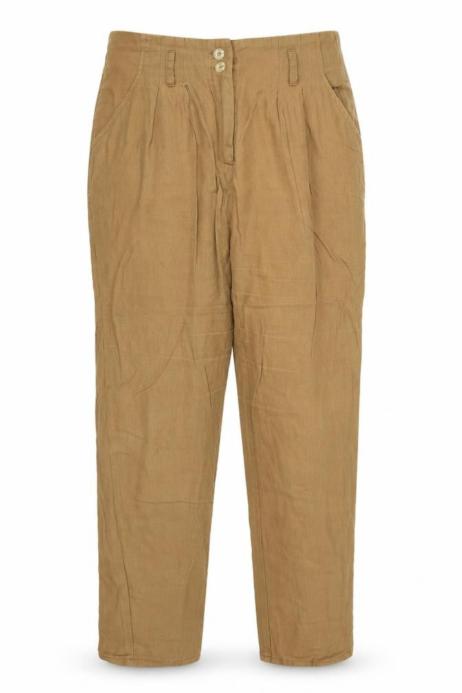 Front view of Miso women’s beige trousers, size UK 10, 26-inch leg