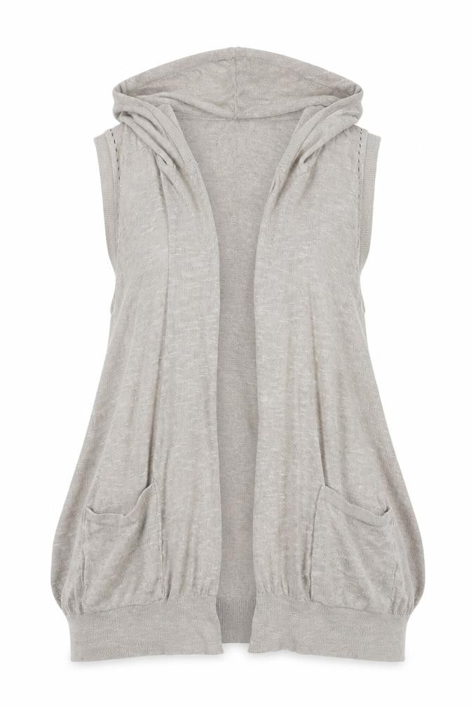 Front view of River Island women’s brown knit cardigan jumper, size UK 8