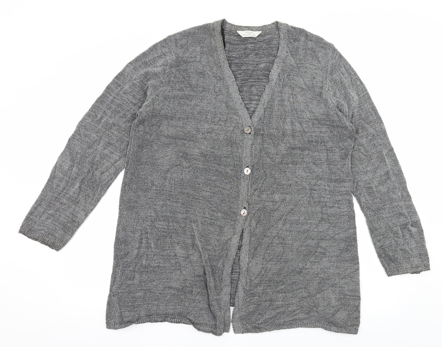 St Michael Womens Grey  Knit Cardigan Jumper Size 18