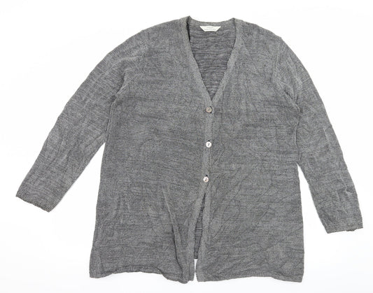St Michael Womens Grey  Knit Cardigan Jumper Size 18