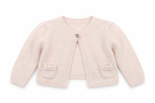 Front view of Next girls’ pink knit cape jumper, size 12-18, months