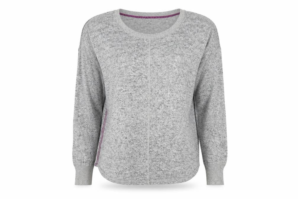 Front view of Night Owl women’s grey knit jumper, size L