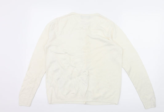 Andre De Bren Womens Ivory Floral Knit Cardigan Jumper Size 8