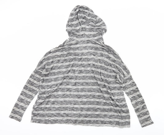 Out From Under Womens Grey Striped Jersey Pullover Hoodie Size S
