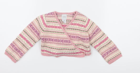 Gap Girls Pink Striped Knit Cardigan Jumper Size 6-9 Months