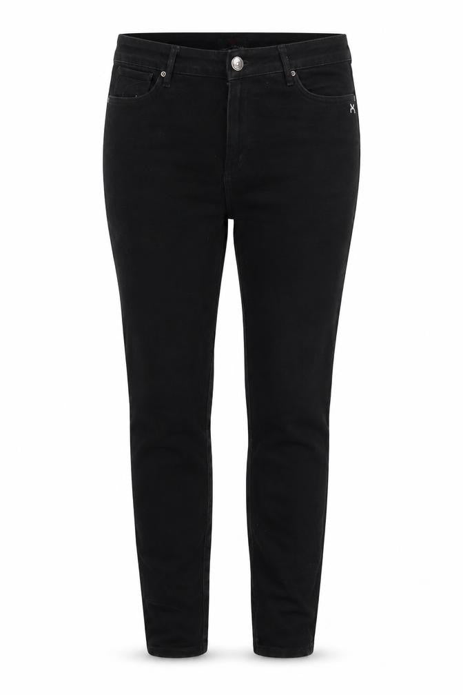 Front view of X'pose Attitude women’s black denim skinny jeans, size UK 32, in, 26-inch leg