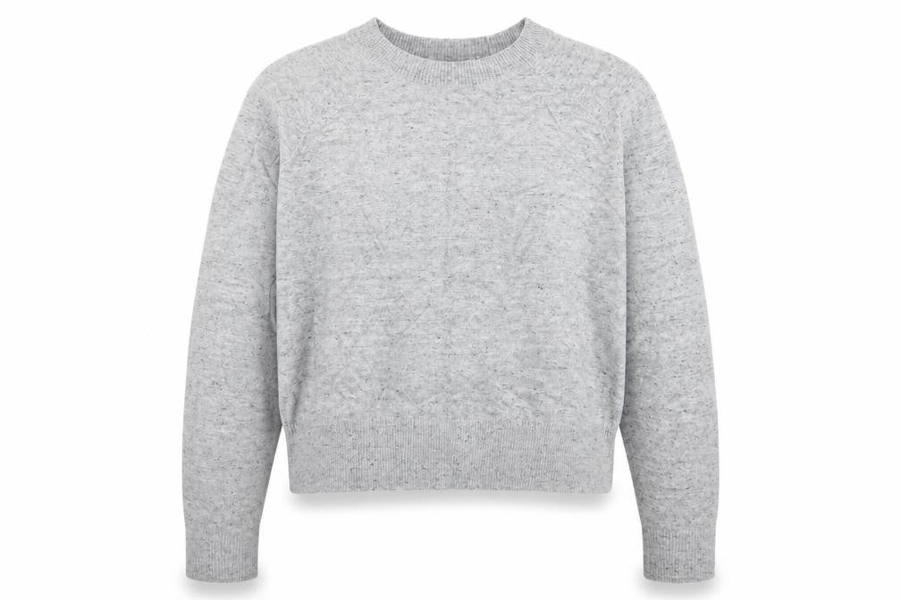 Front view of H&M women’s grey knit jumper, size M