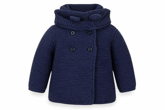 Front view of Marks & Spencer boys’ blue cardigan jumper, size 0-3, months