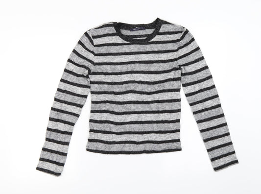 Marks and Spencer  Womens Grey Striped  Pullover Jumper Size 8