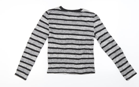 Marks and Spencer  Womens Grey Striped  Pullover Jumper Size 8