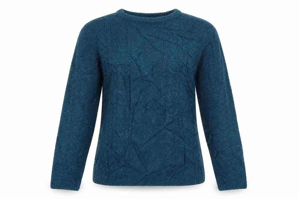 Front view of Beaumonde women’s green argyle/diamond jumper, size S