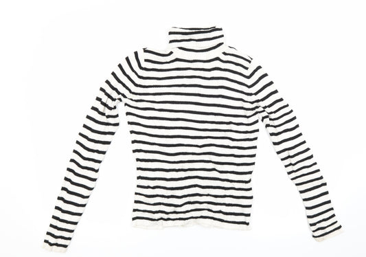 Topshop Womens White Striped Knit Pullover Jumper Size 8
