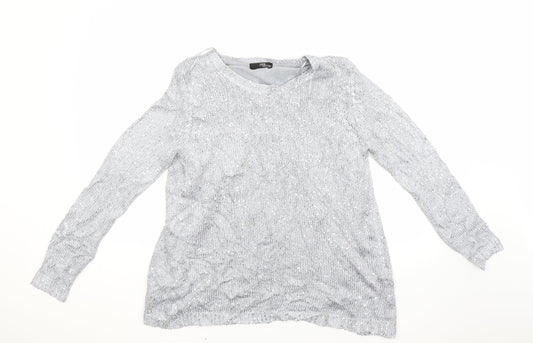 Jane Norman Womens Grey  Knit Pullover Jumper Size 14