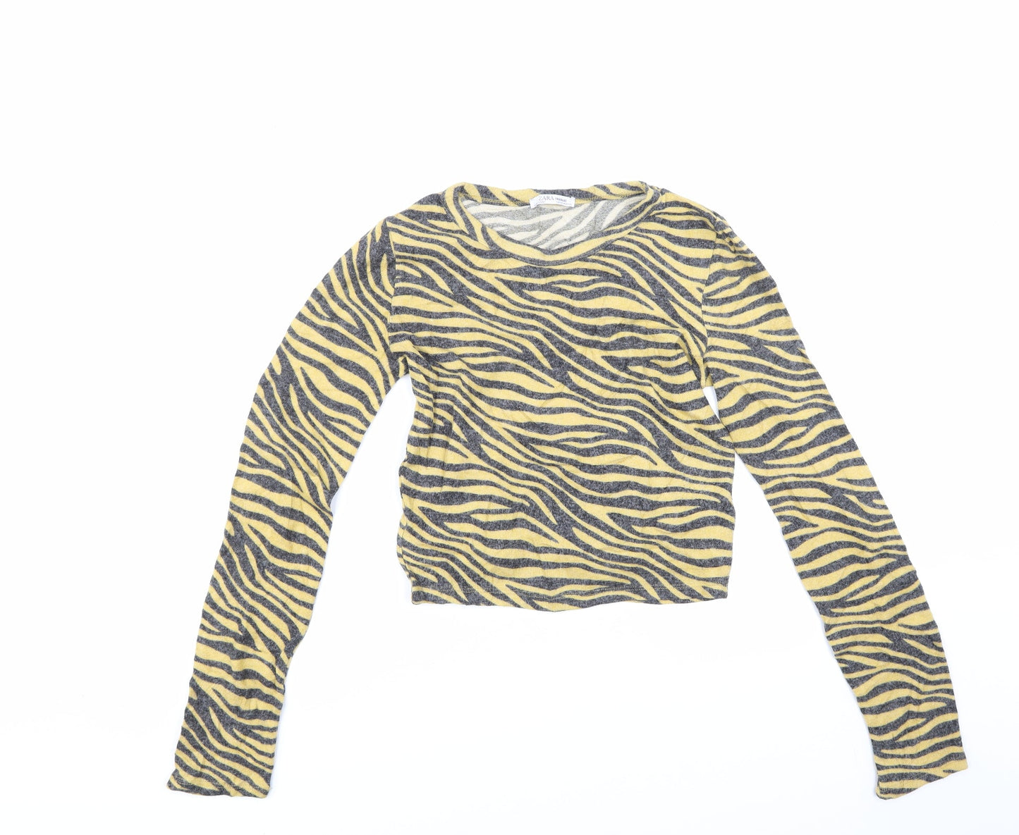 Zara Womens Yellow Striped  Pullover Jumper Size M