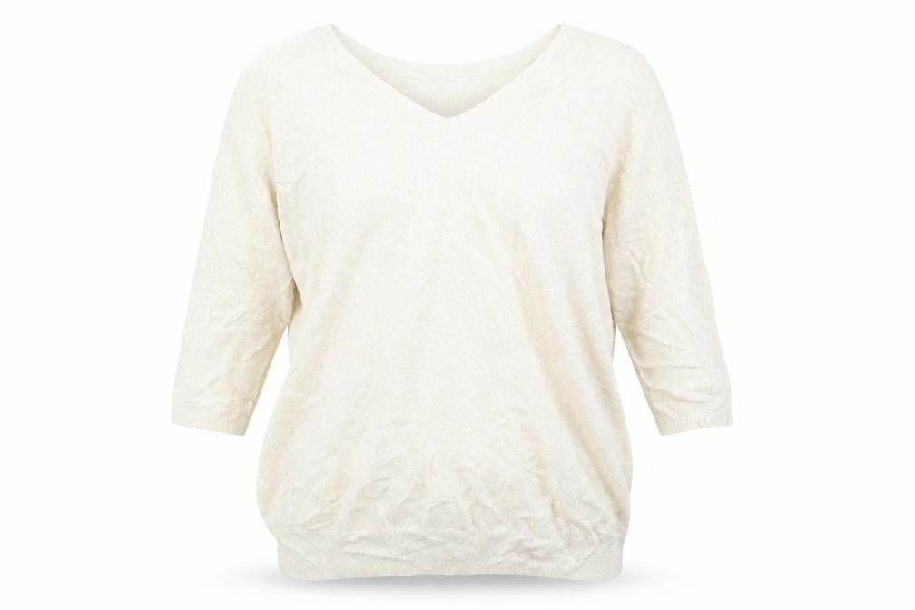 Front view of Next women’s gold jumper, size UK 18