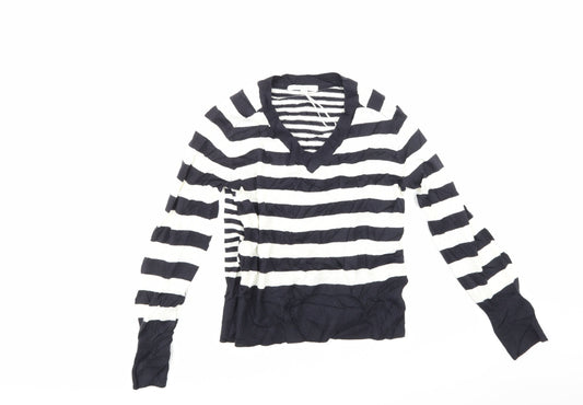 NEXT Womens White Striped  Pullover Jumper Size XS
