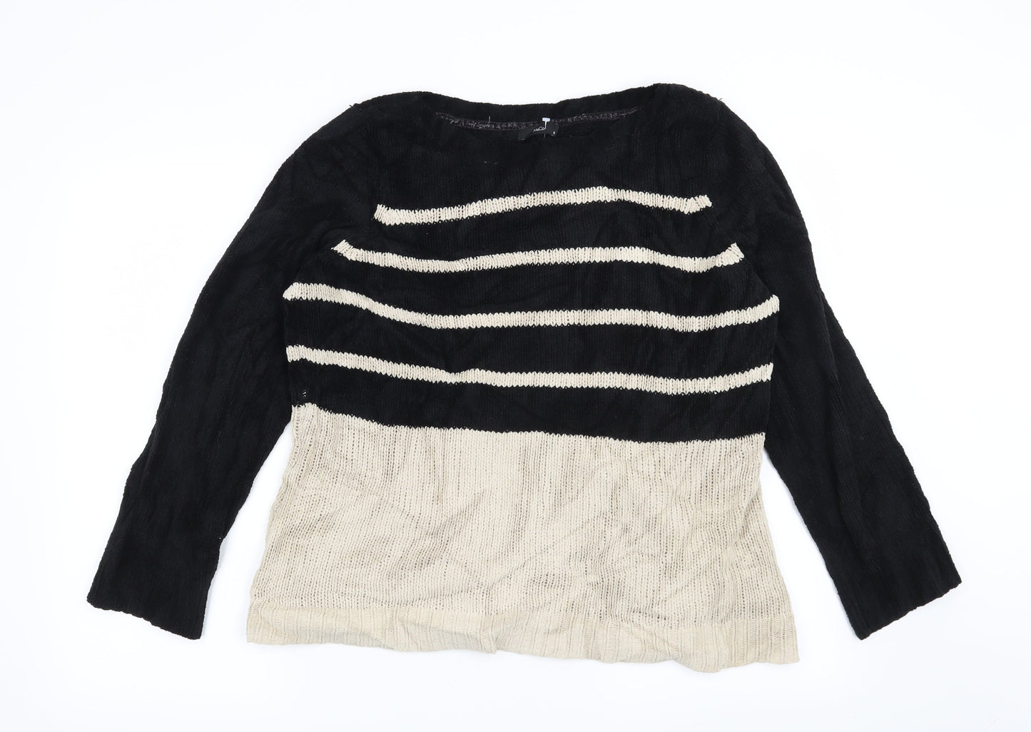 M&Co Womens Black Striped  Pullover Jumper Size 18
