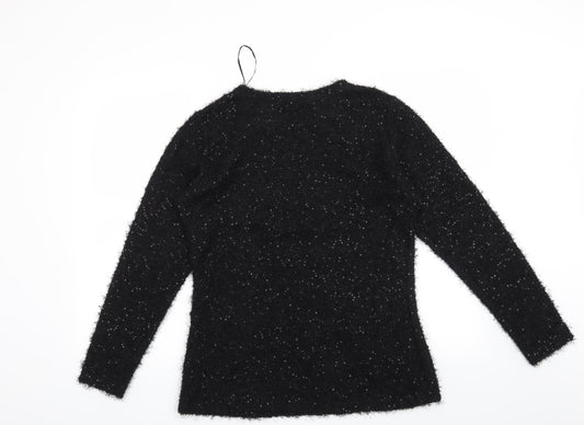 Text Womens Black   Pullover Jumper Size M