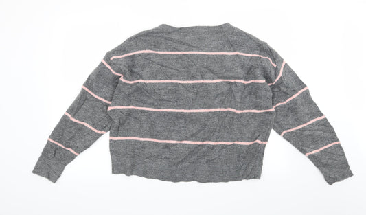 H&M Womens Grey Striped  Pullover Jumper Size S