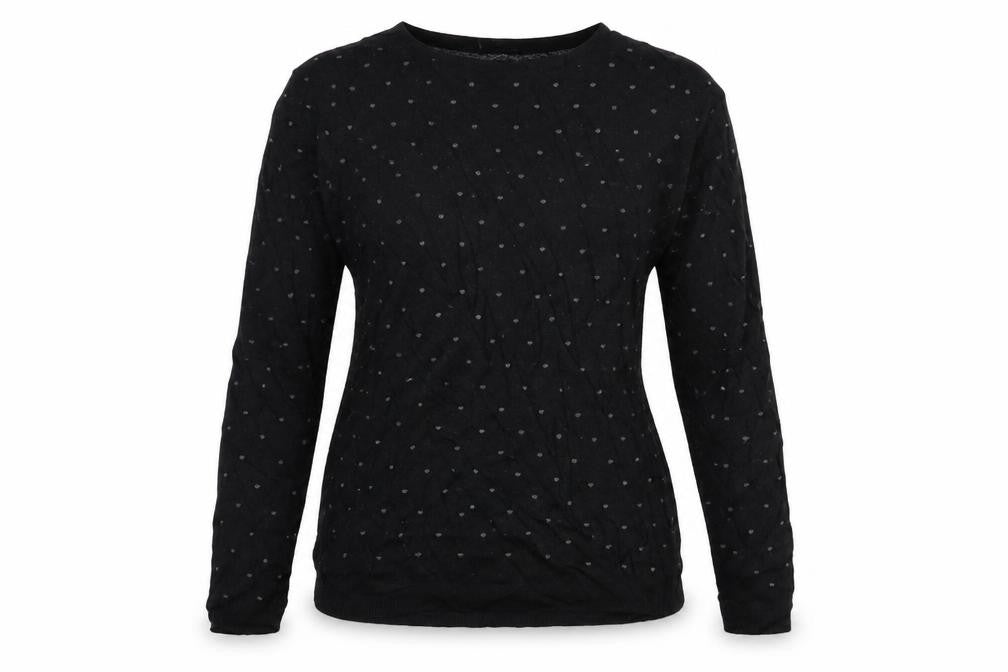 Front view of Mango women’s black polka dot jumper, size S