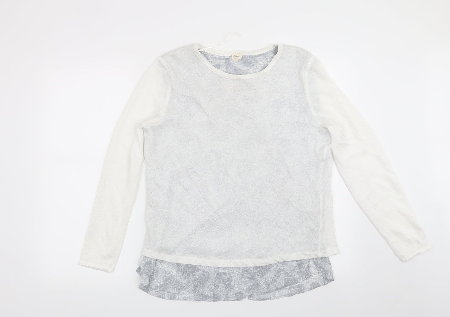 Linea Womens White Geometric  Pullover Sweatshirt Size M