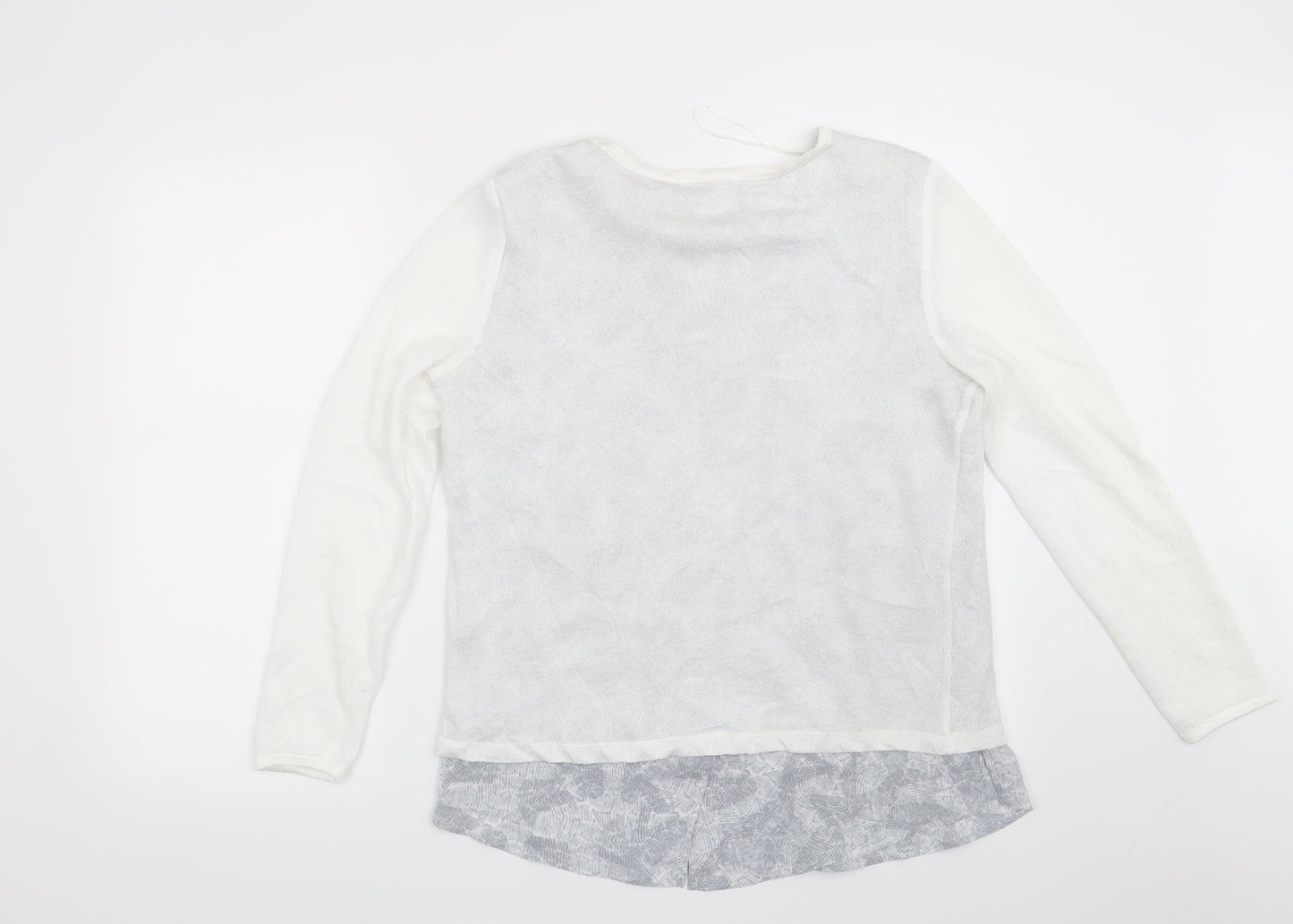 Linea Womens White Geometric  Pullover Sweatshirt Size M