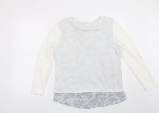 Linea Womens White Geometric  Pullover Sweatshirt Size M