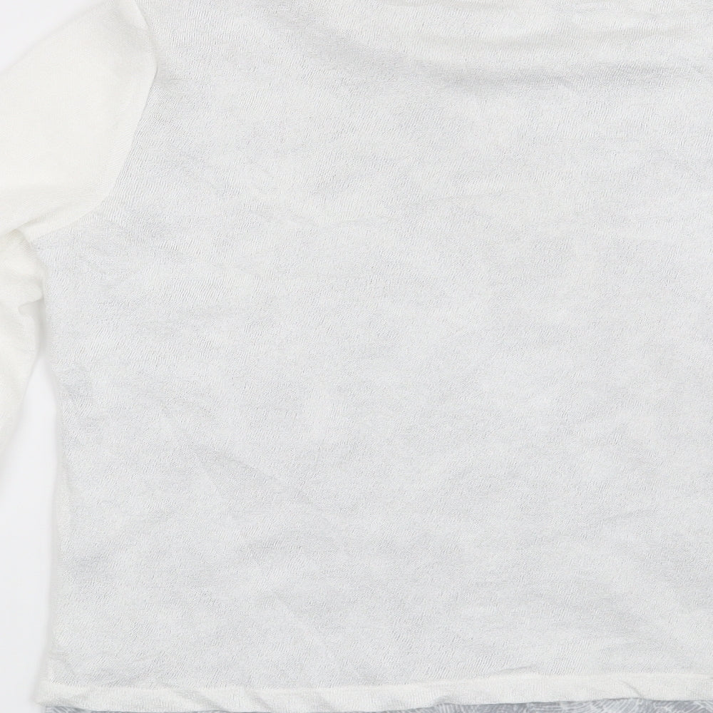 Linea Womens White Geometric  Pullover Sweatshirt Size M