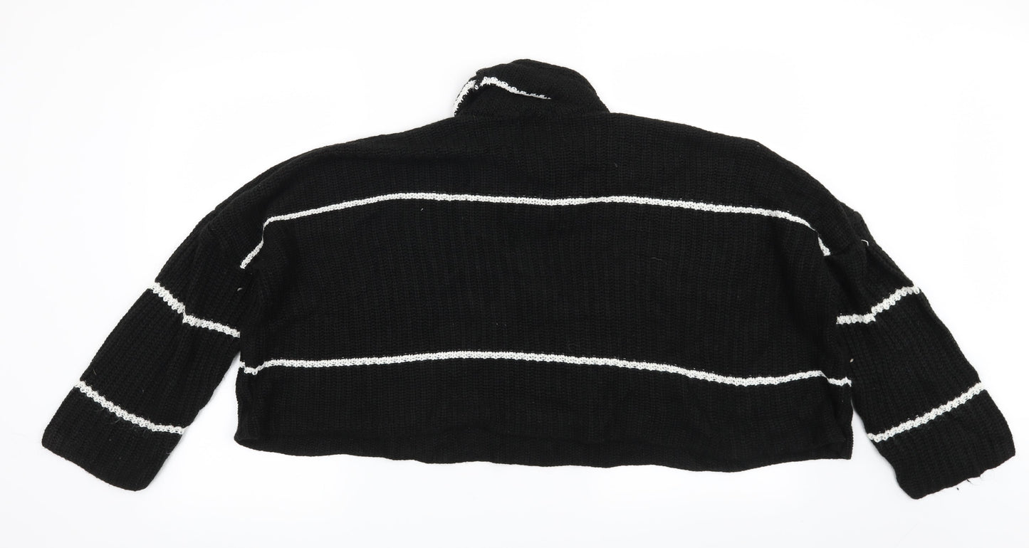 Boohoo Womens Black Striped  Pullover Jumper Size M