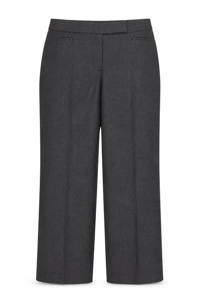 Front view of Debenhams women’s grey dress pants trousers, size UK 14, 29-inch leg