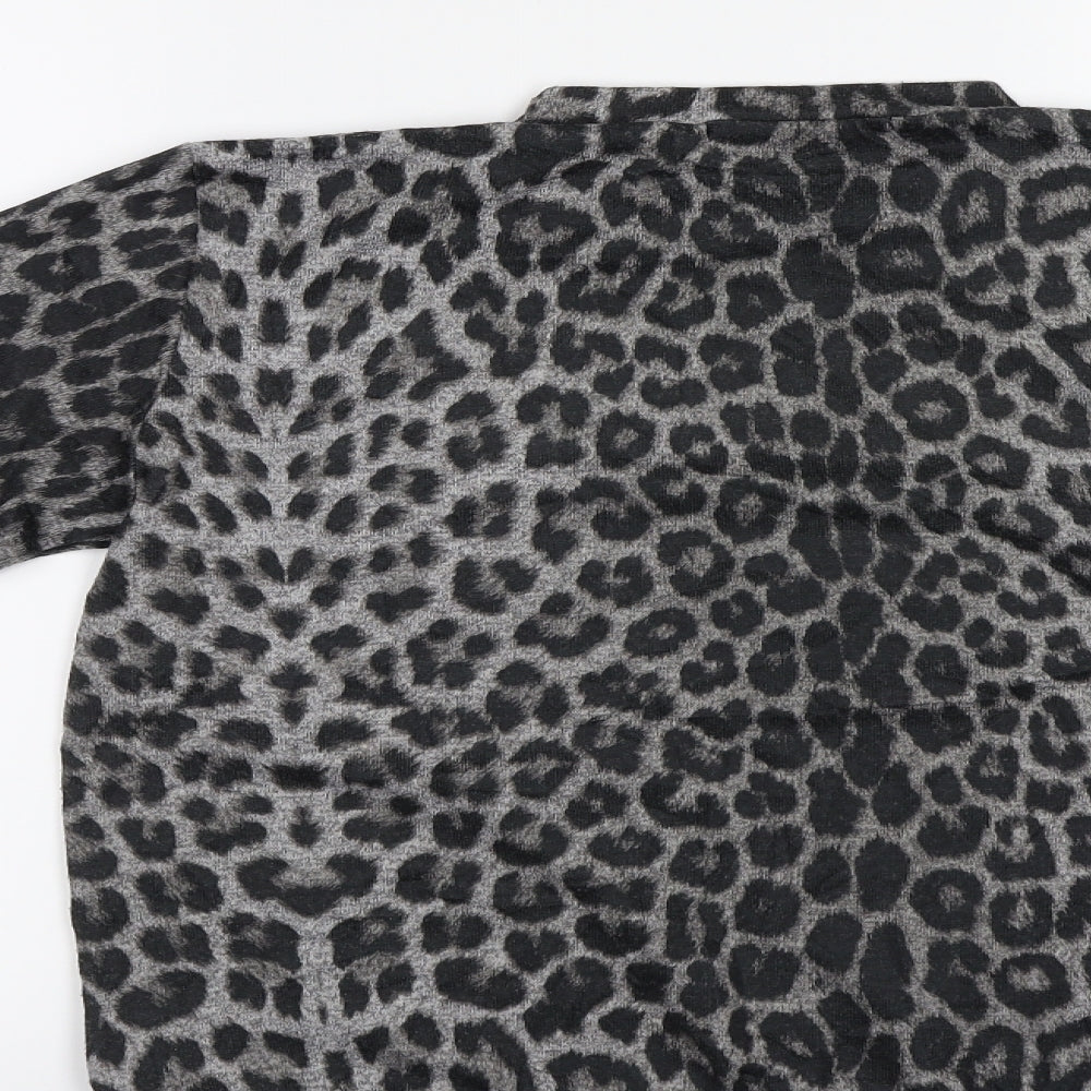 QED London Womens Grey Animal Print  Pullover Sweatshirt Size 10