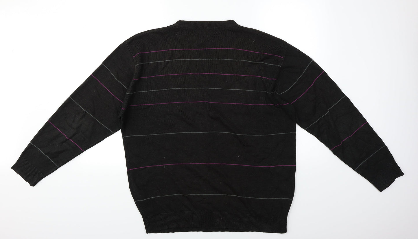 Richmond & Watts Mens Black Striped  Pullover Jumper Size M