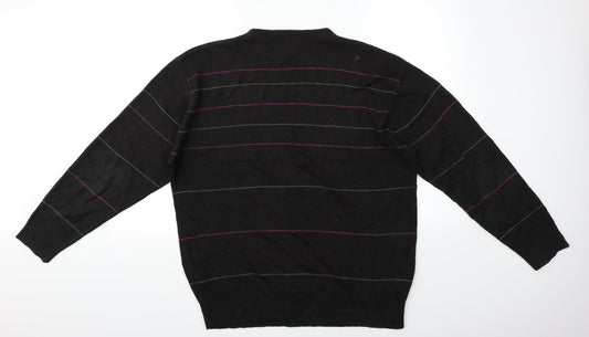 Richmond & Watts Mens Black Striped  Pullover Jumper Size M