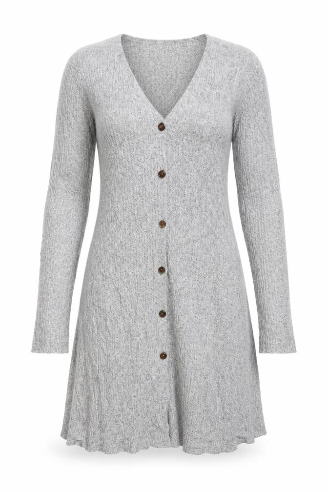 Front view of Monteau women’s grey cardigan jumper, size M
