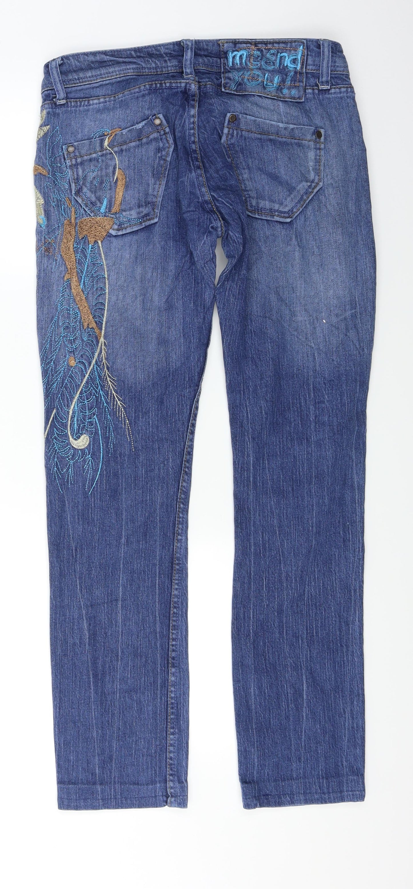Preworn Womens Blue  Denim Skinny Jeans Size 30 L28 in - Flower print