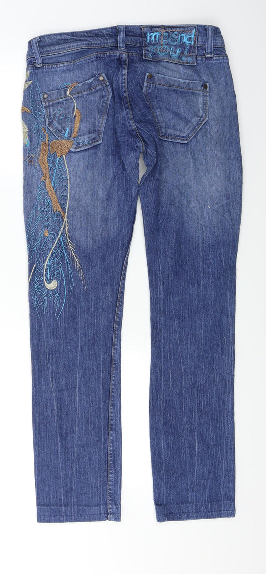 Preworn Womens Blue  Denim Skinny Jeans Size 30 L28 in - Flower print