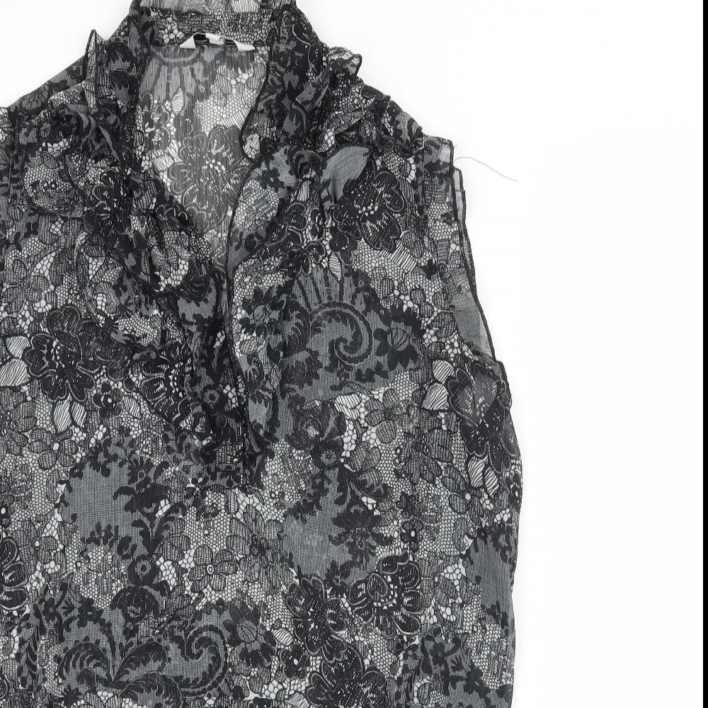 New Look Womens Black Floral  Basic Blouse Size 12